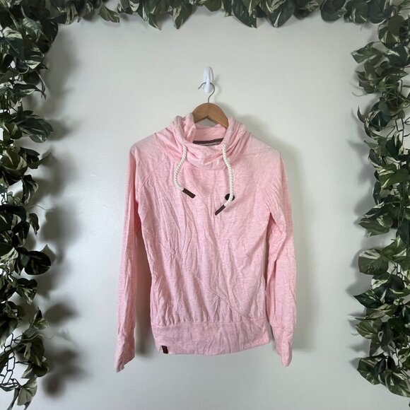Naketano Pullover Mock Neck Hooded Jacket Heathered Pink Women’s Size S - Picture 1 of 11
